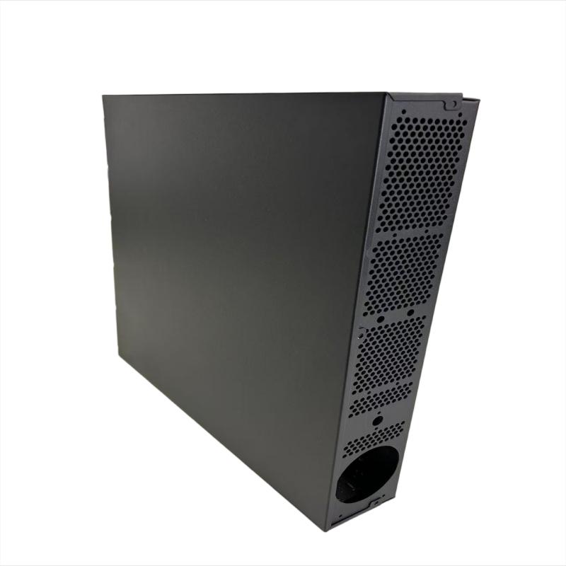 Powder-coated metal enclosure chassis finished product for industrial control systems